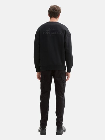 TOM TAILOR DENIM Tapered Cargo nadrágok - fekete
