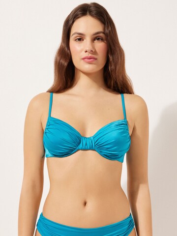 CALZEDONIA Balconette Bikini Top in Blue: front