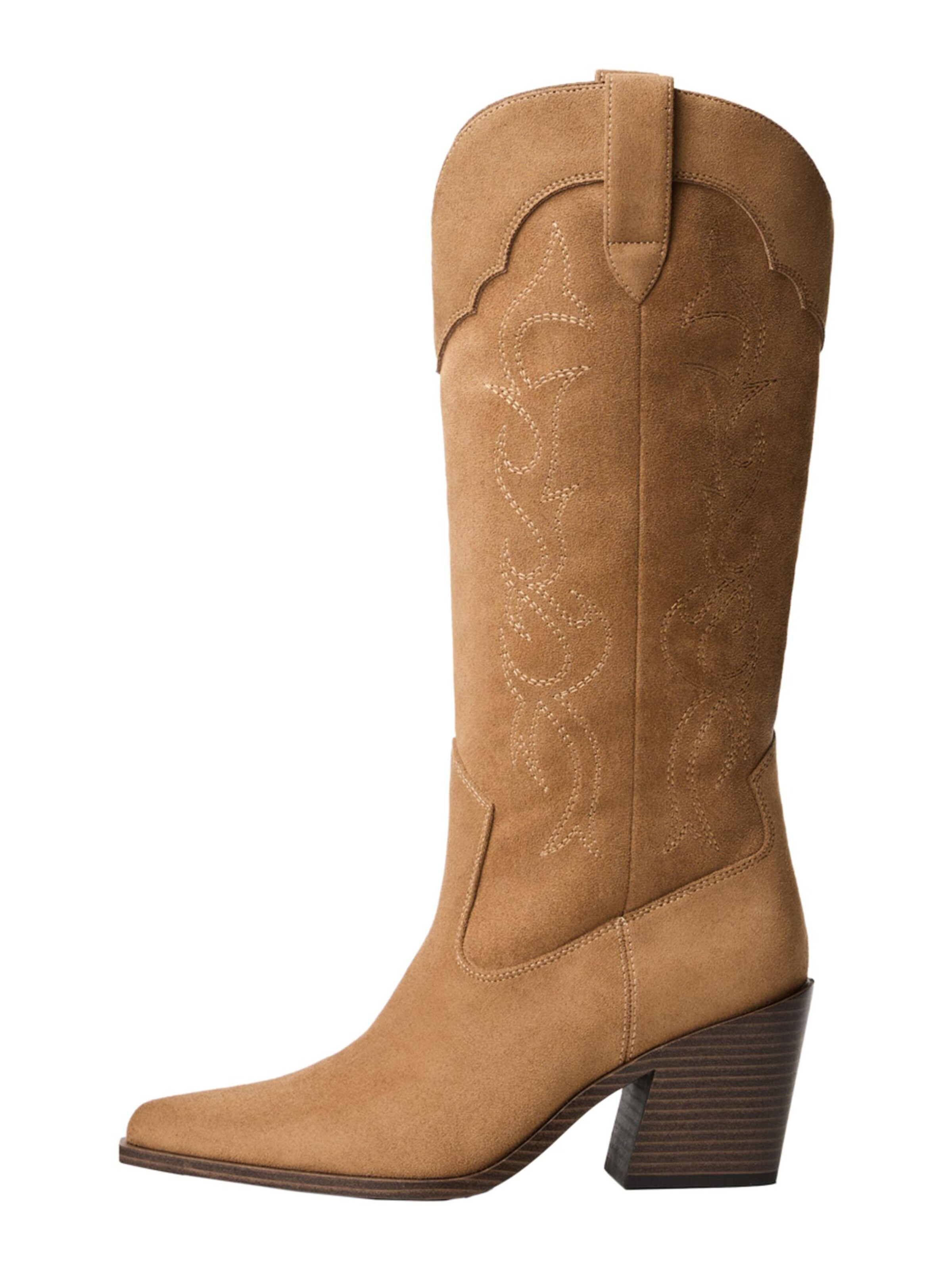 Bottes de cowboy Bershka en beige