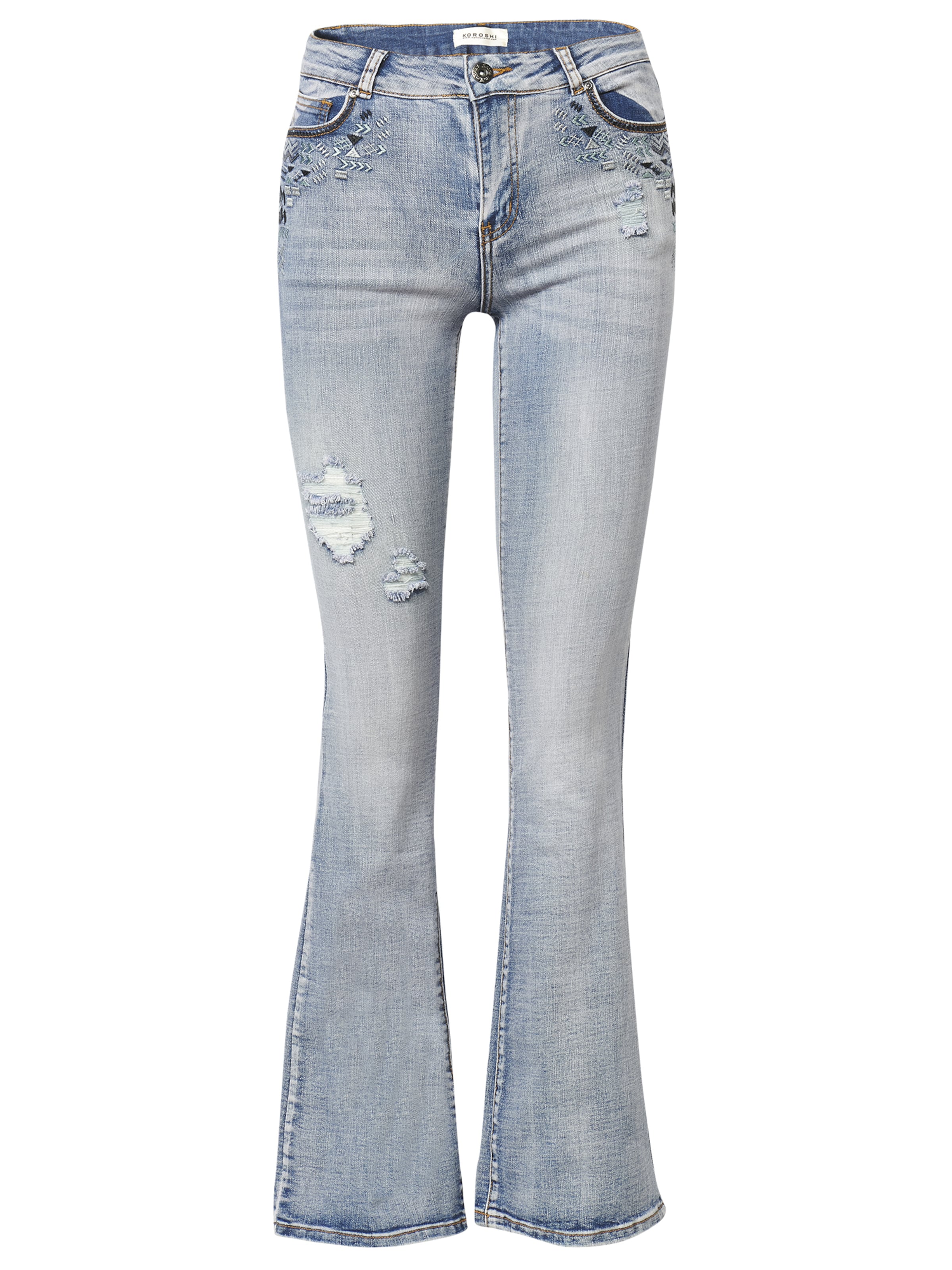 KOROSHI Zvonový Džíny – modrá: přední strana