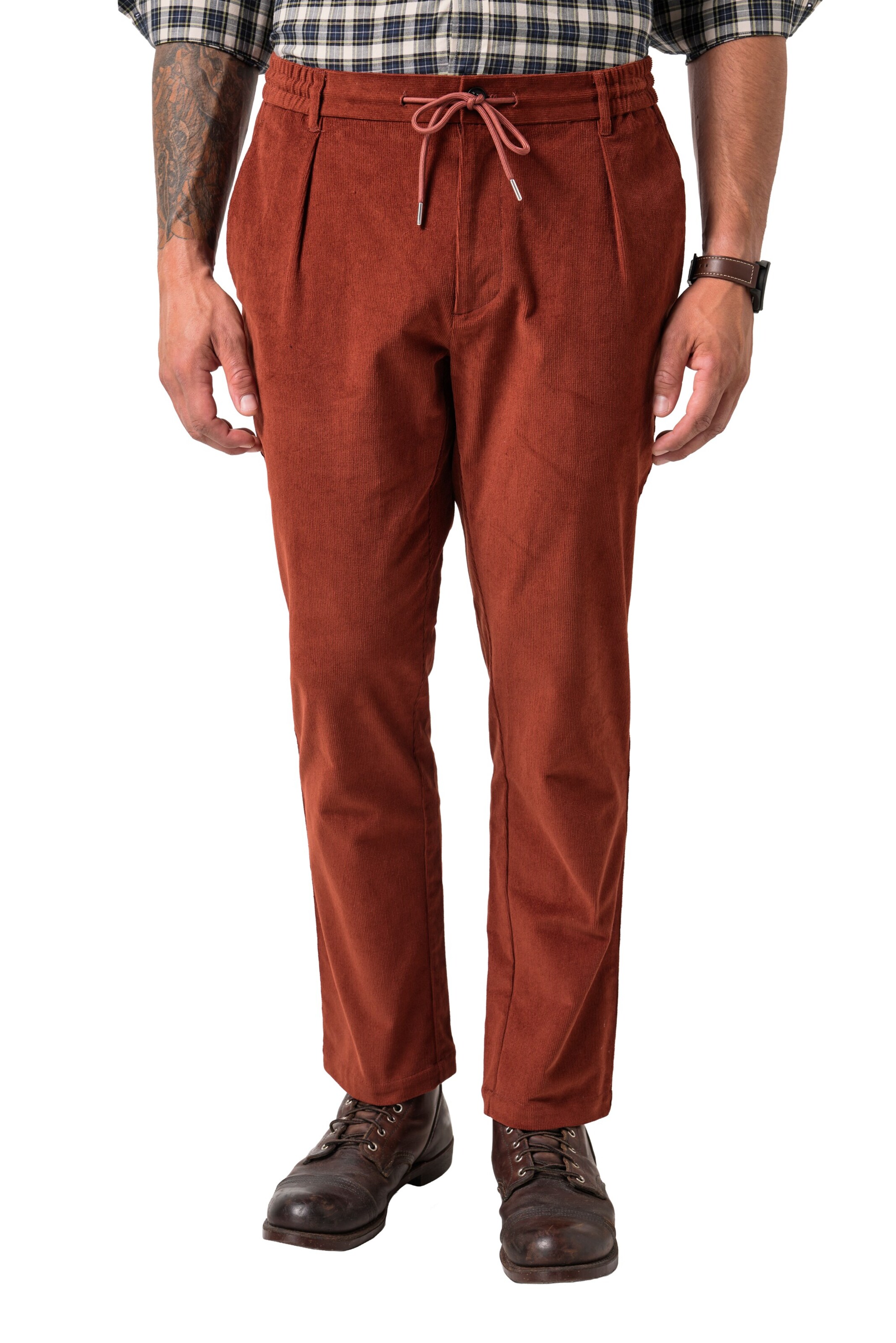 JP1880 Regular Bandplooibroek in Bruin