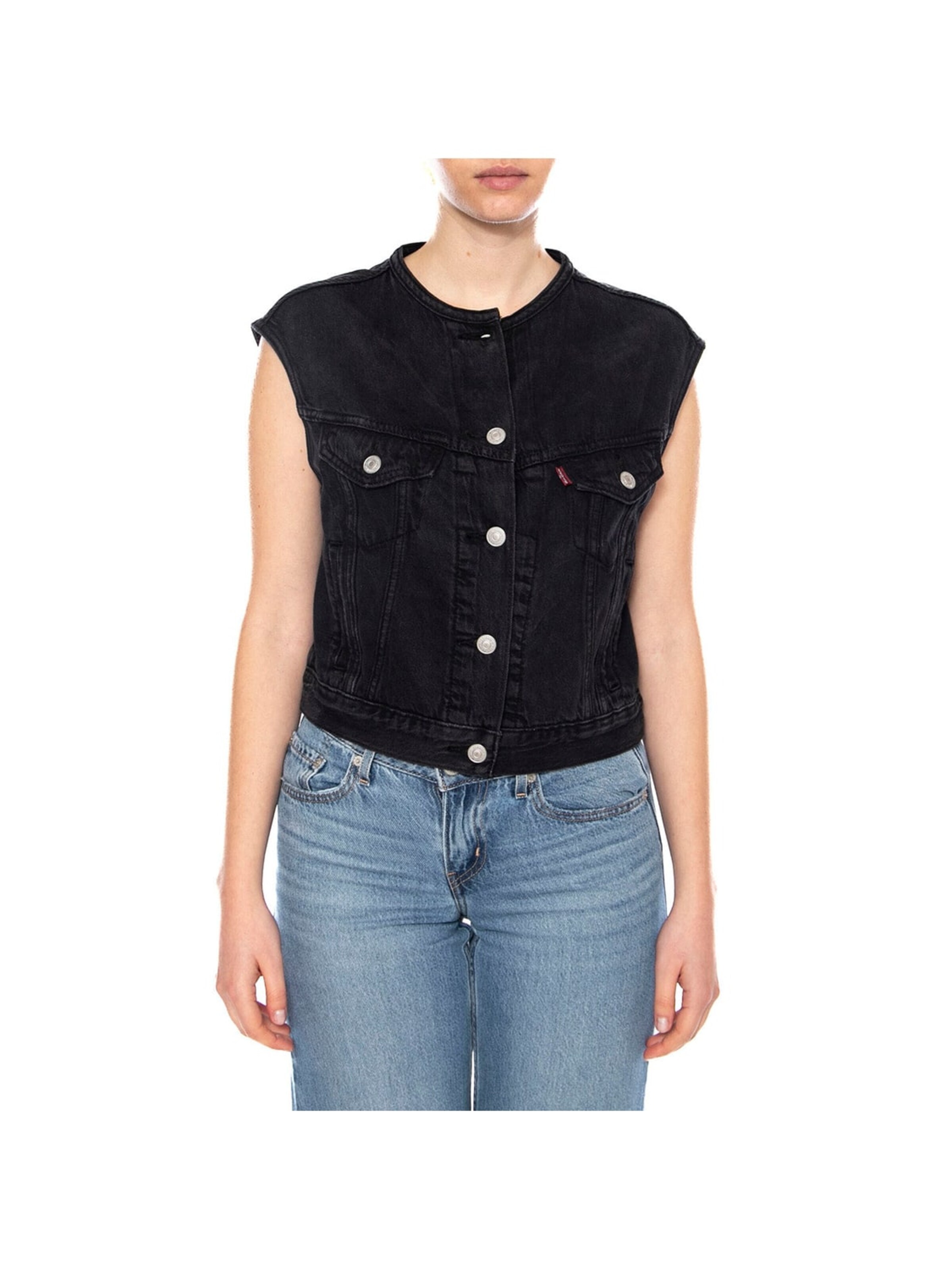 LEVI'S ® Sweter 'Collarless Shrunken 90S Vest' w kolorze czarny
