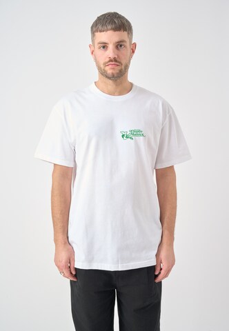 Cleptomanicx T-Shirt 'Partyservice' in Weiß: Vorderseite