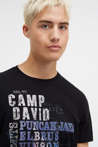 CAMP DAVID T-Shirt mit Wording Print in Schwarz