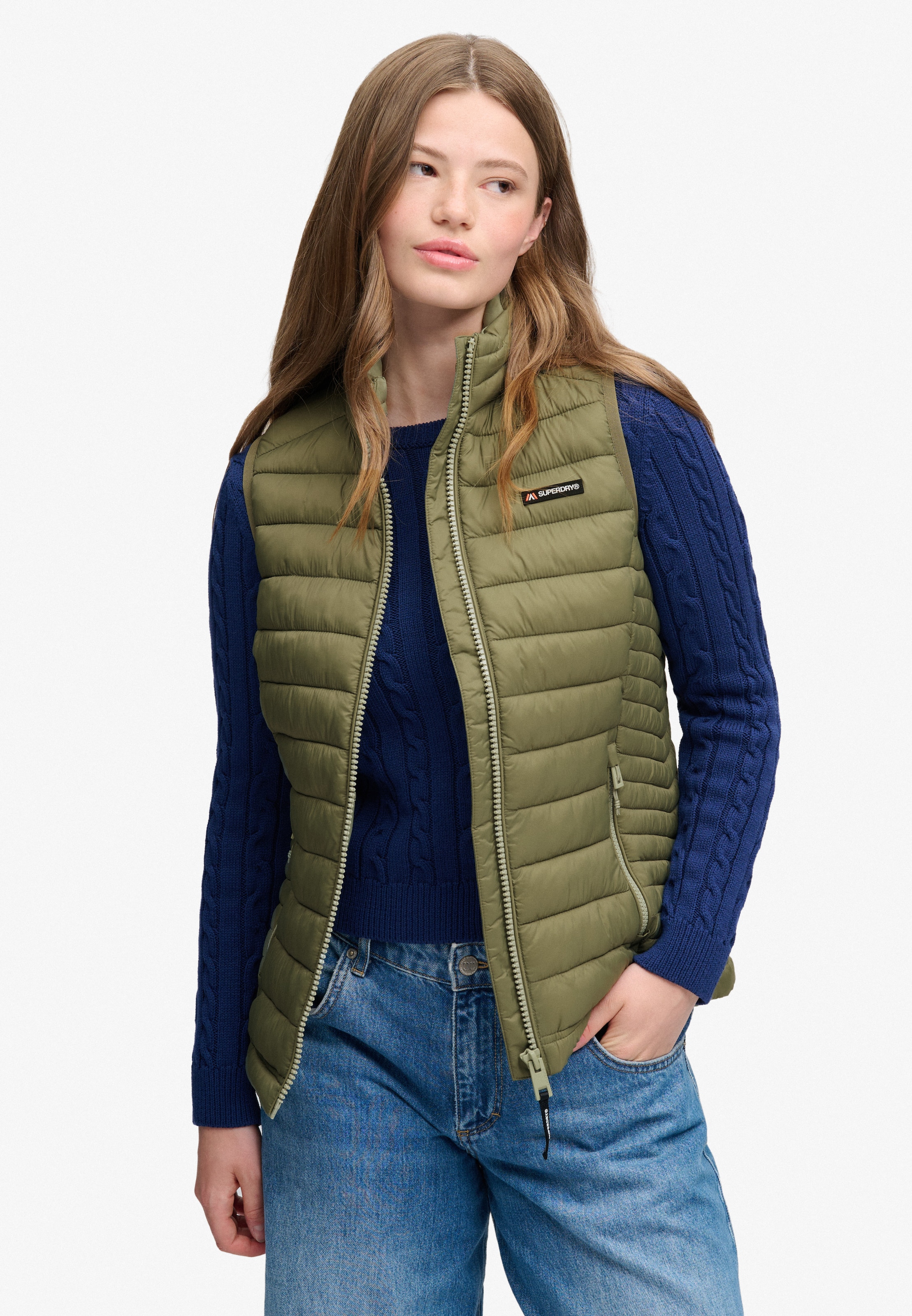 Superdry & Co Bodywarmer 'Fuji Lite' in Groen: voorkant