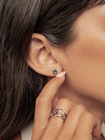 Hey Happiness Oorbellen 'Emerald Gemstone' in Zilver