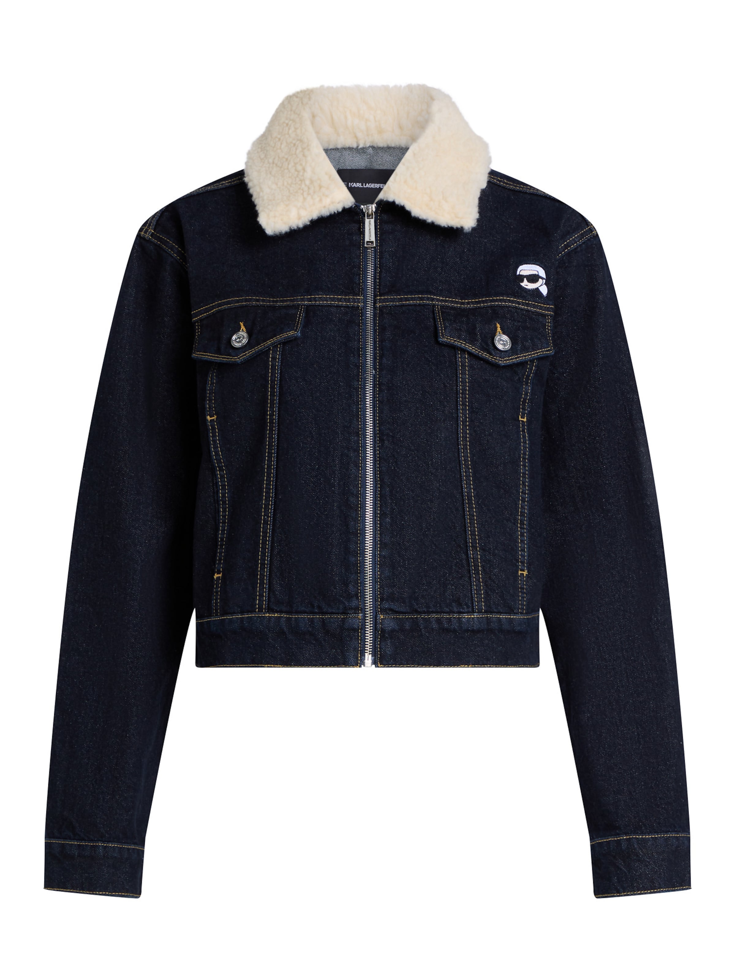 Karl Lagerfeld Φθινοπωρινό και ανοιξιάτικο μπουφάν σε μπλε: μπροστά