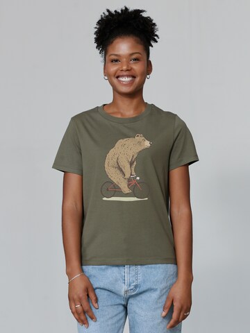 Watapparel Shirt ' Fahrradbär ' in Groen: voorkant