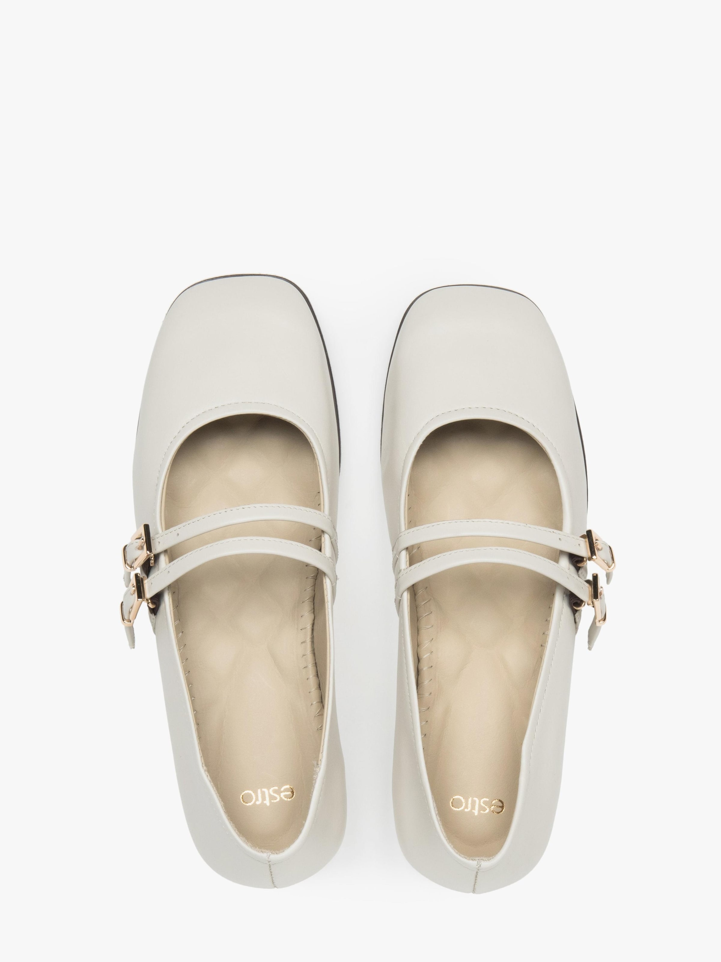 Estro Ballet Flats with Strap '09-28781' in Beige