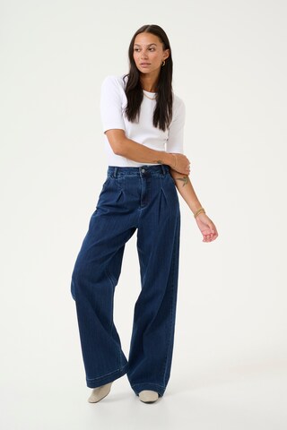 Kaffe Loosefit Bandplooi jeans 'Lea' in Blauw
