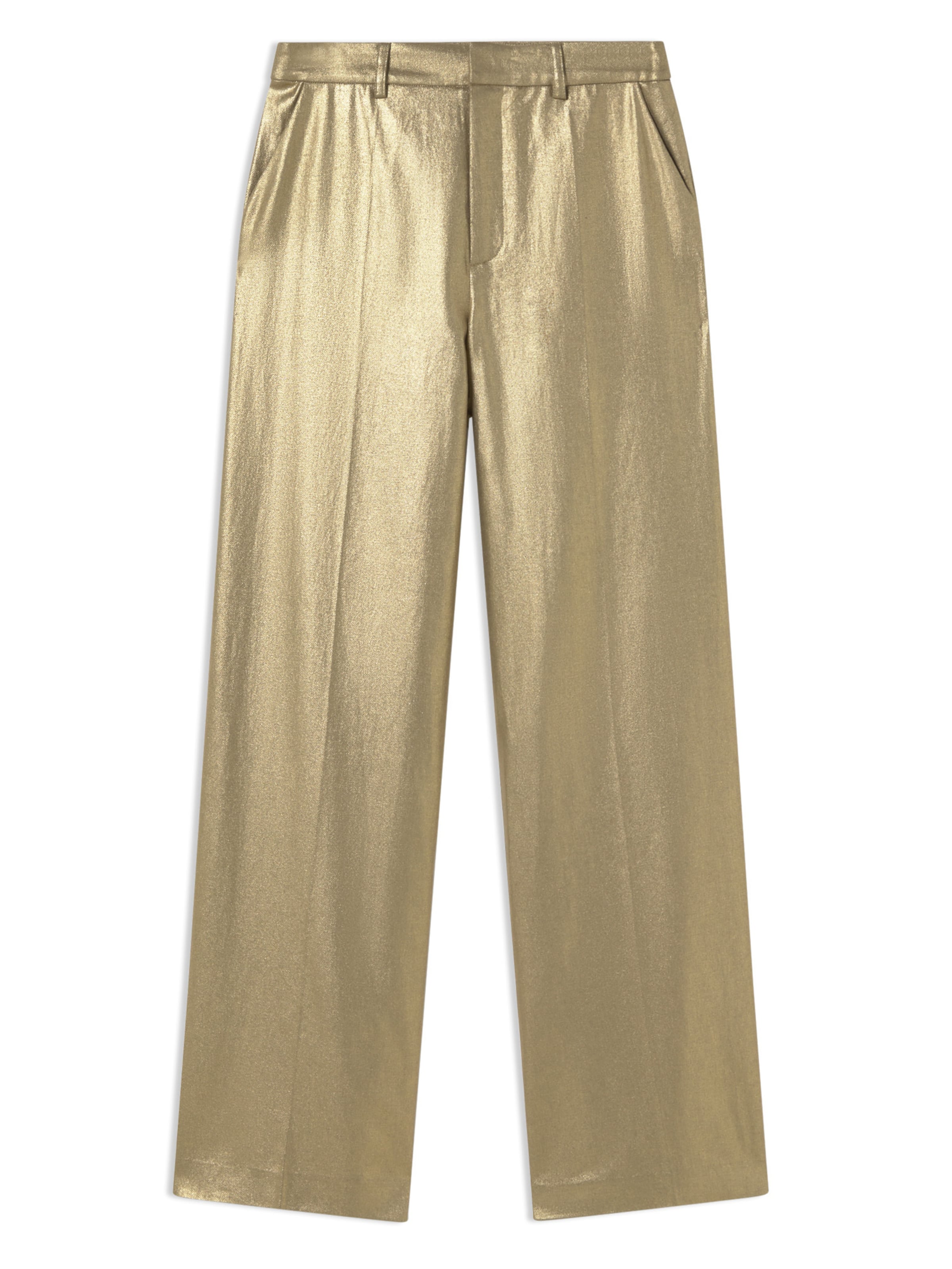 Lola Casademunt - Pierna ancha Pantalón de pinzas en oro: frente