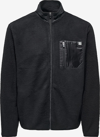 Only & Sons Fleece jas 'Just' in Zwart: voorkant