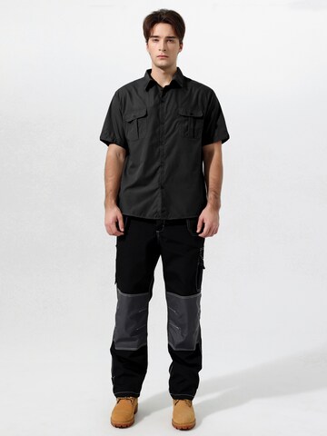 YOUTHUP Comfort fit Button Up Shirt 'Berchtesgaden' in Black