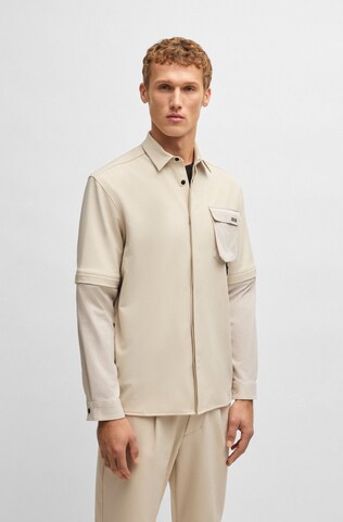 BOSS Regular fit Button Up Shirt in Beige: front