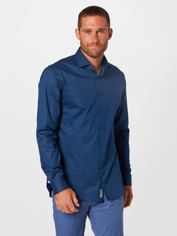 Michael Kors Slim fit Button Up Shirt in Blue: front