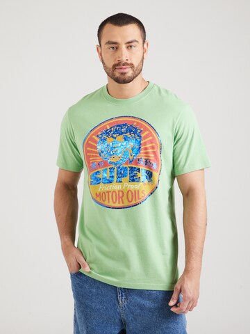 T-Shirt 'GASOLINE' Superdry en vert : devant