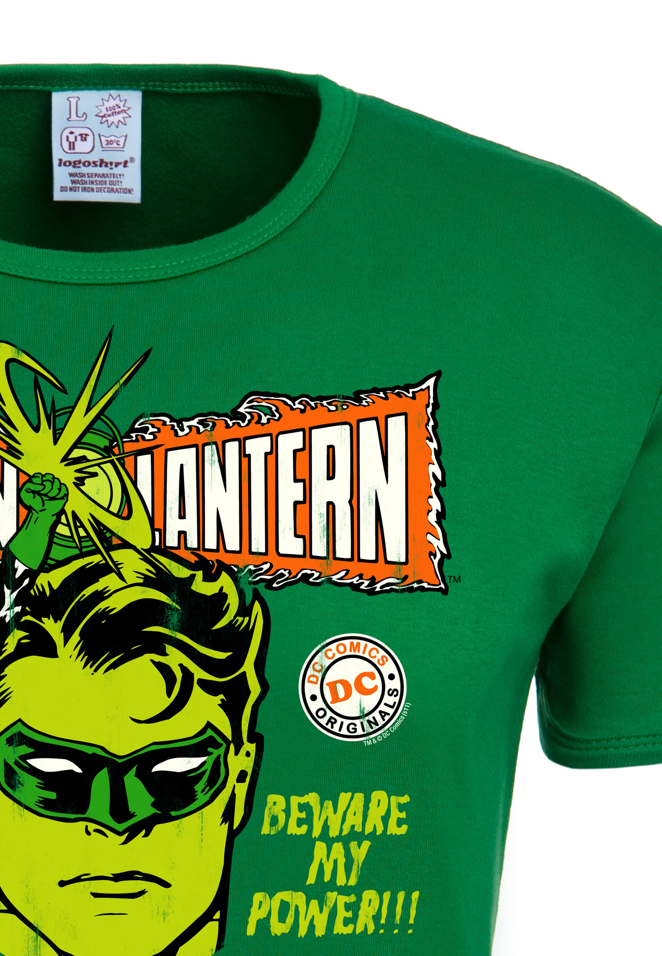 LOGOSHIRT Shirt 'Green Lantern Power' in Green