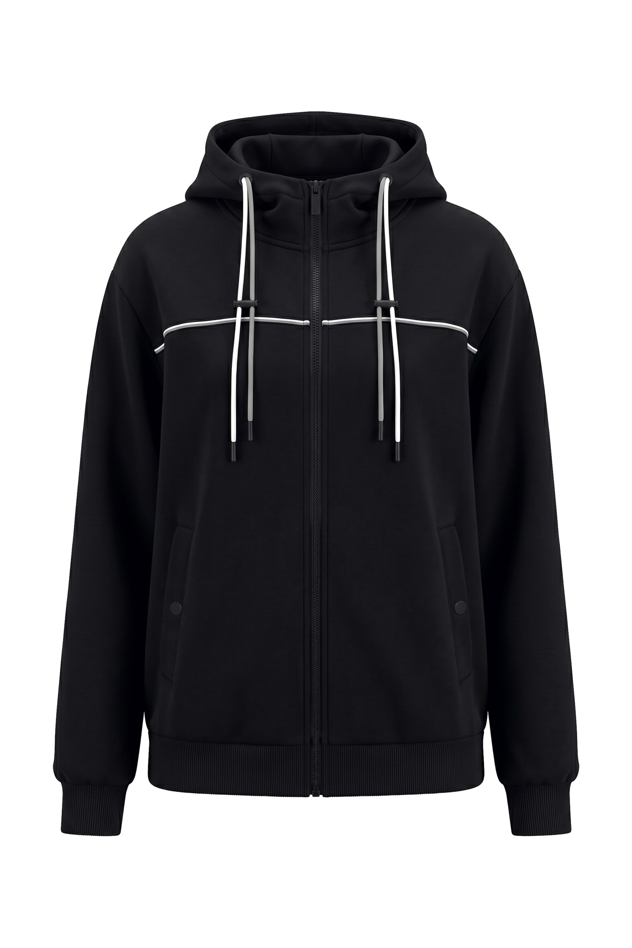 Ulla Popken Sweatjacke in Schwarz: Vorderseite