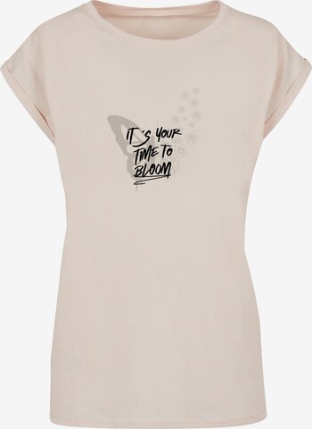 Merchcode T-Shirt 'Its Your Time To Bloom' in Beige: predná strana