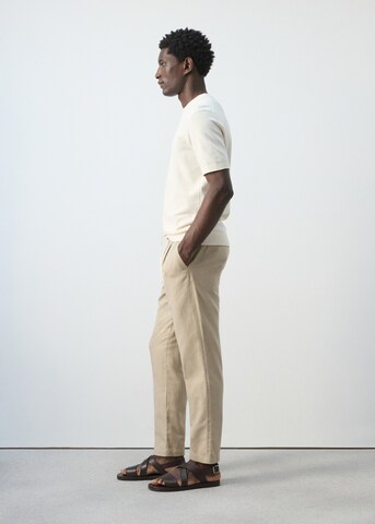 MANGO MAN Slim fit Pleat-Front Pants 'Romelino' in Beige