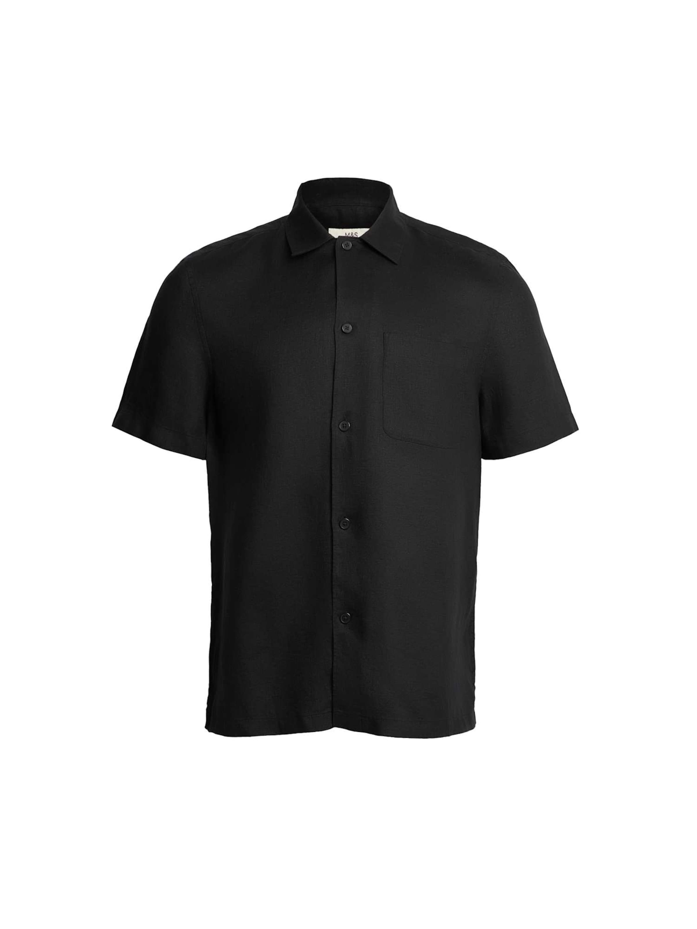 Marks & Spencer Comfort fit Button Up Shirt in Black: front