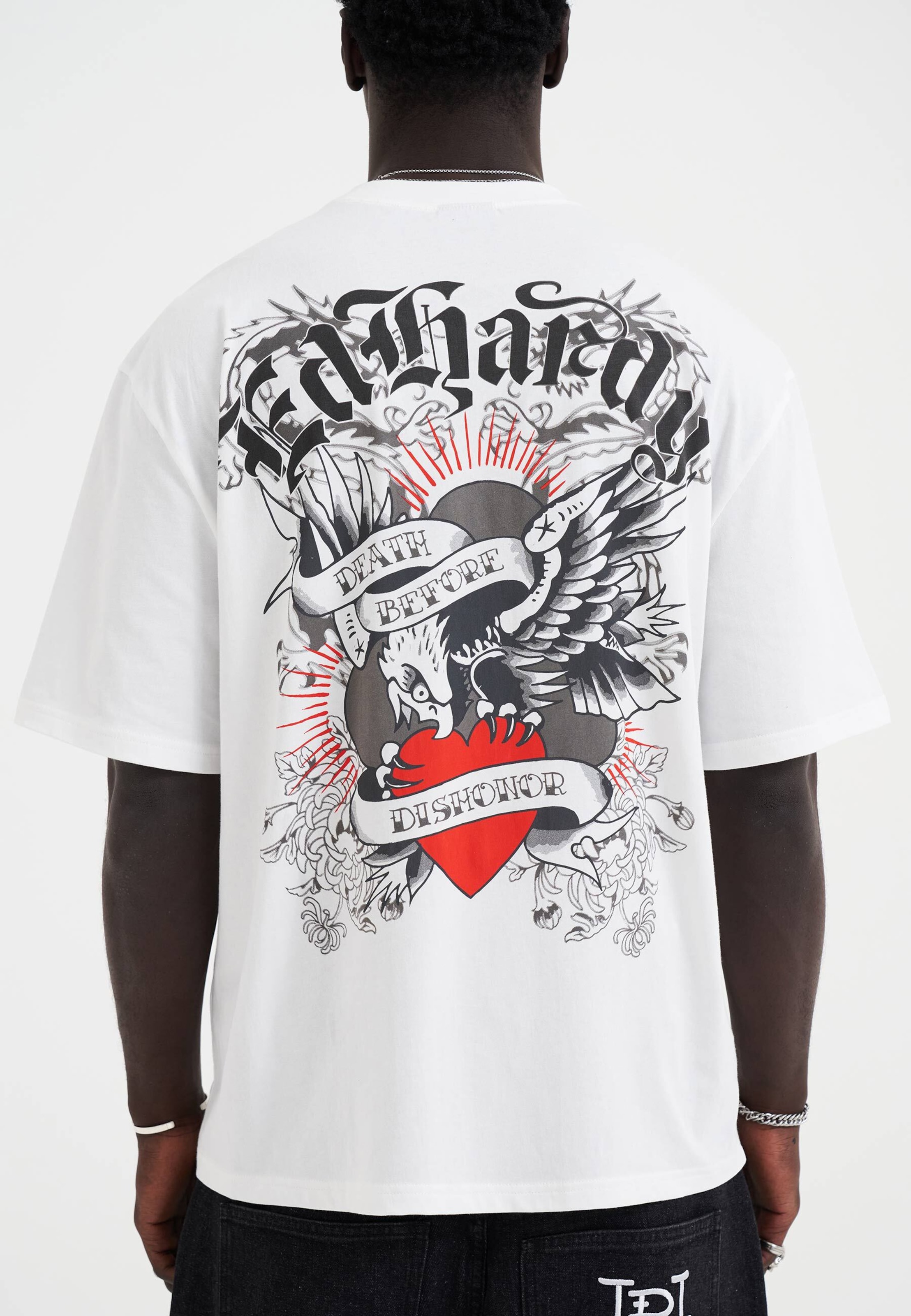 Ed Hardy Tricou 'Death Before Dishonor Eagle' pe Alb | ABOUT YOU