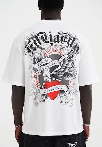 Ed Hardy - Camiseta 'Death Before Dishonor Eagle' en blanco: frente