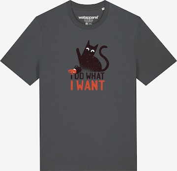 Watapparel Shirt 'Cat' in Grau: Vorderseite