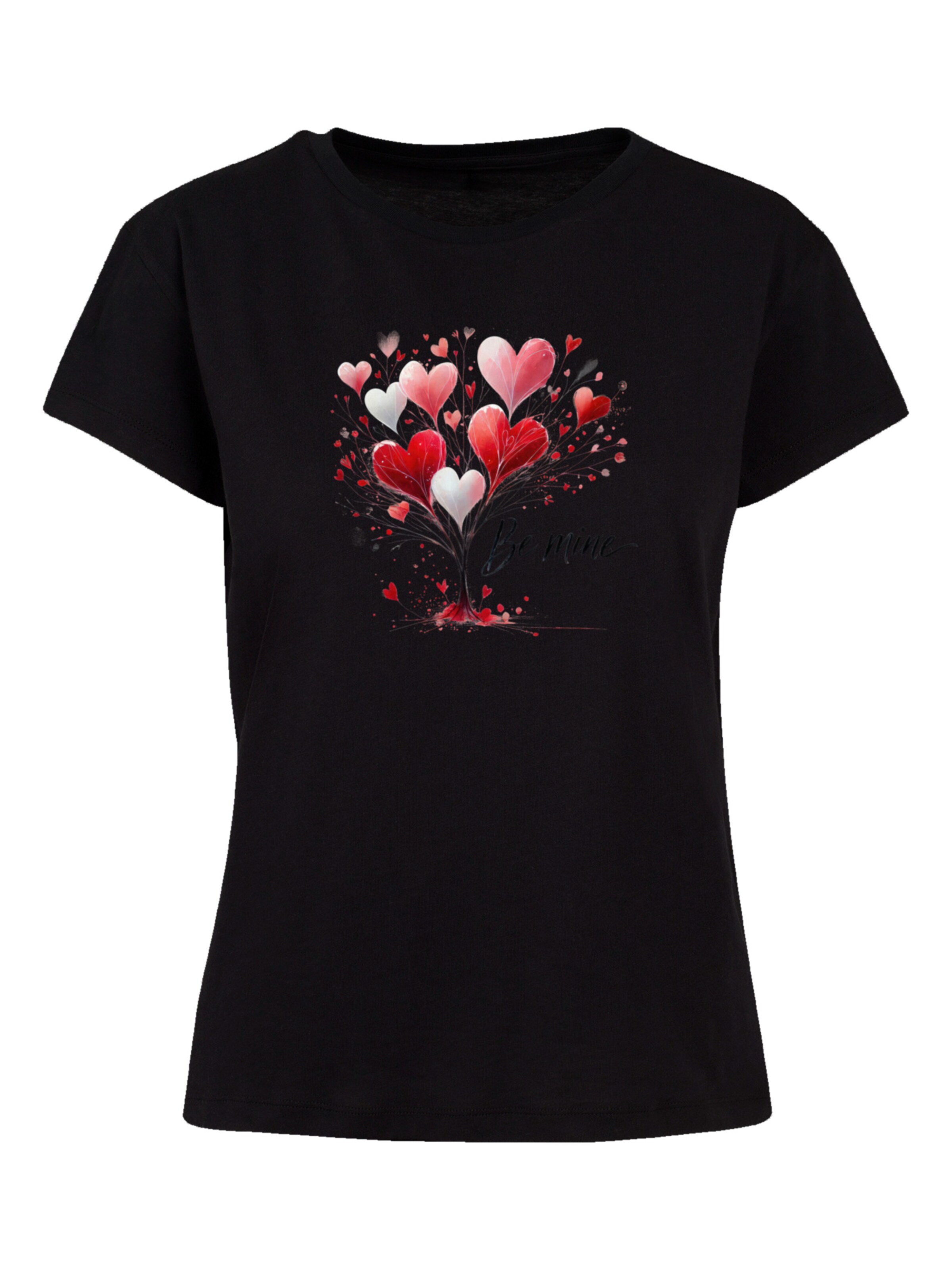 F4NT4STIC Shirt 'Herzbaum Be Mine!' in Zwart: voorkant