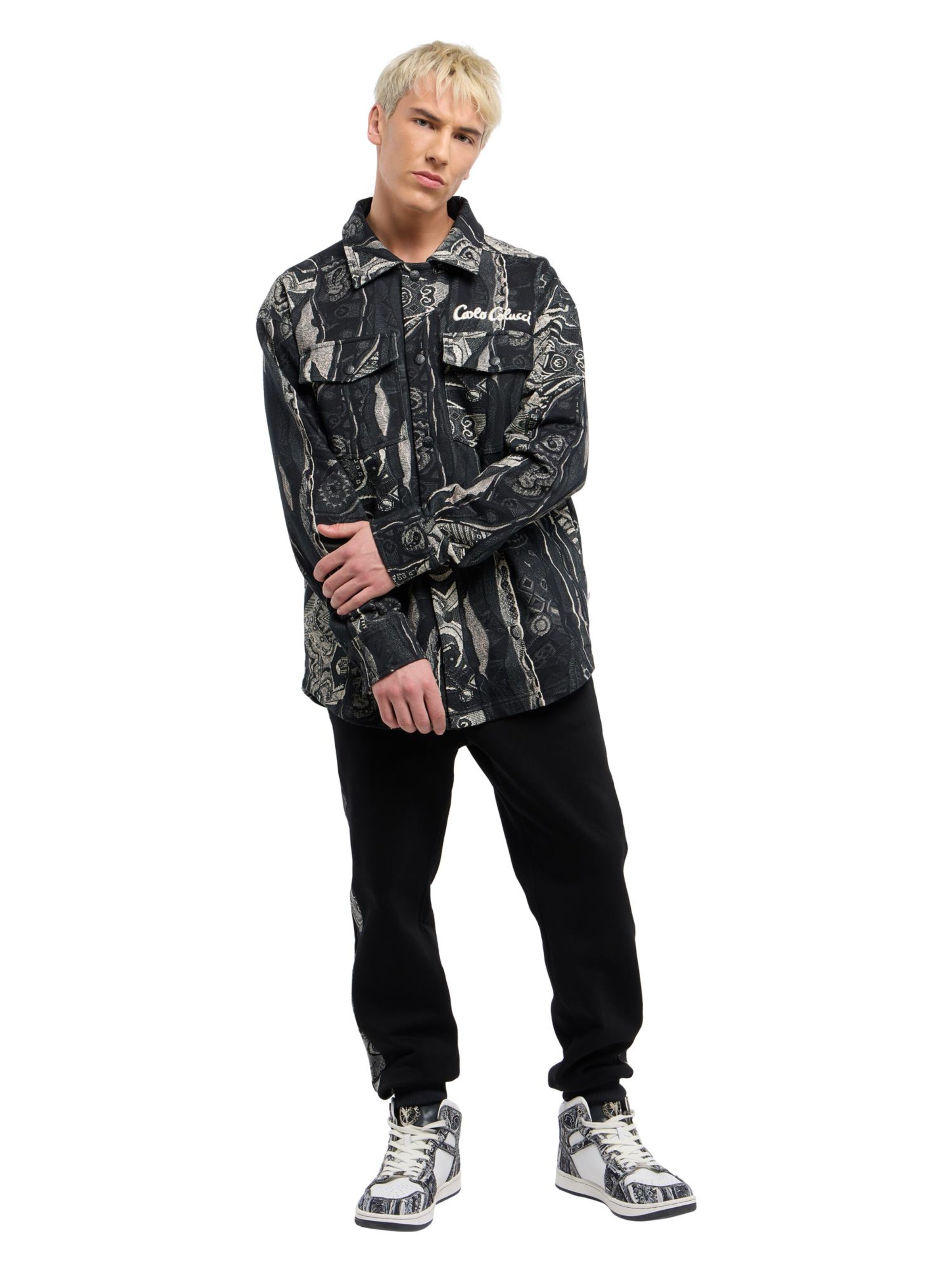 Carlo Colucci Regular Fit Hemd ' Esposti ' in Schwarz