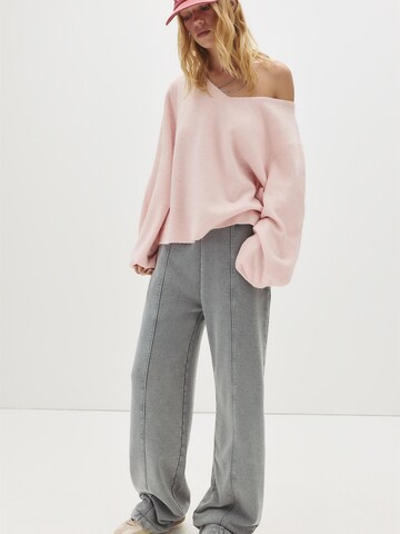Pull&Bear Wide leg Broek in Grijs