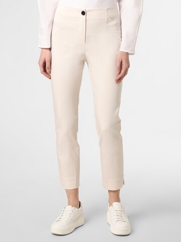 Marc Cain Slimfit Bandplooibroek in Beige: voorkant