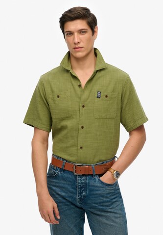 Superdry Regular fit Button Up Shirt in Green: front