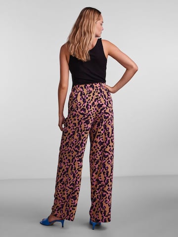 PIECES Wide leg Trousers 'MELINE' in Brown
