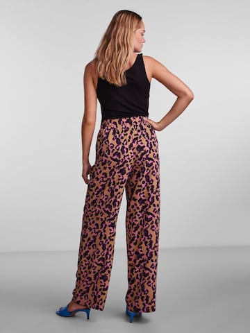 PIECES Wide leg Pants 'MELINE' in Brown