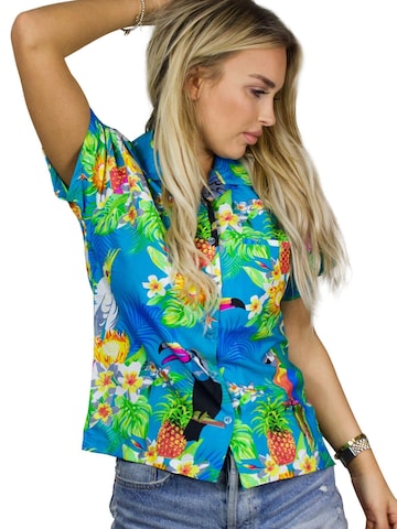 King Kameha Bluse 'Parrot Cockatoo'‌‌‌‌ in Blau