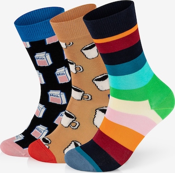 Happy Socks Socks '3-Pack Stripe Tea Milk' in Mixed colors: front