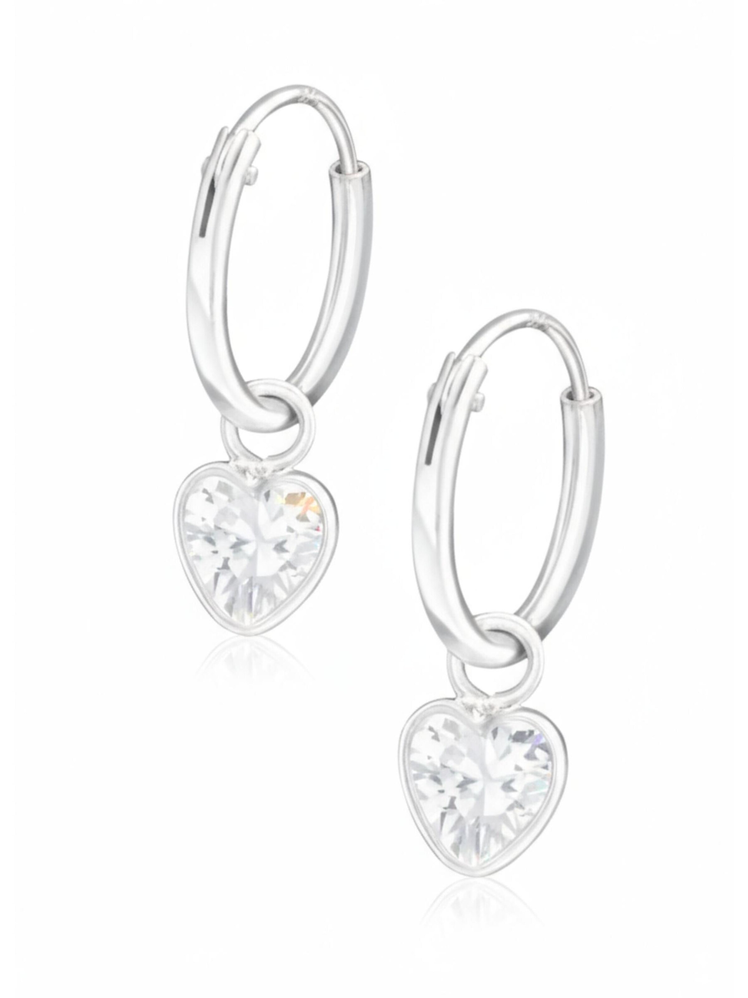 Boucles d'oreilles 'Silberne Creolen mit Hängendem Herz und Zirkonia' Maxte en argent