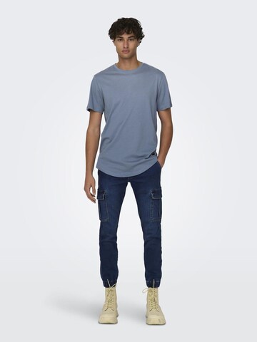 Coupe slim Jeans cargo 'WEFT' Only & Sons en bleu