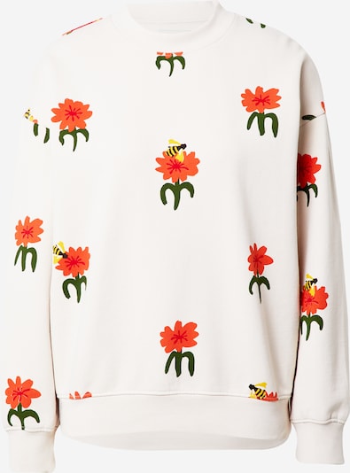 Thinking MU Sweatshirt 'Carnations' in Nude / Yellow / Green / Dark orange / Grenadine, Item view
