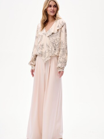 Blue Shadow Wide leg Pants in Beige
