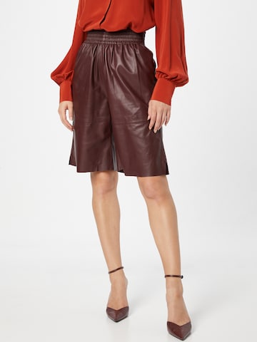 Wide Leg Pantalon 'Ariah' Samsøe Samsøe en marron : devant