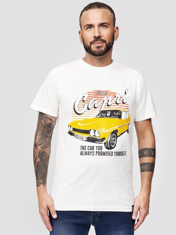 Recovered T-Shirt 'Ford Capri RS1300' in Weiß: predná strana