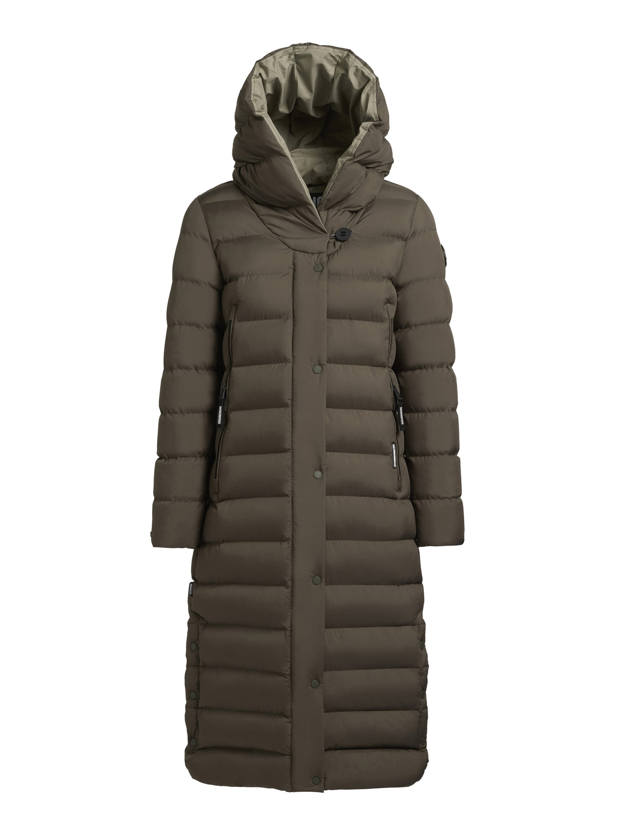 khujo Pitkä talvitakki 'Teiva2' värissä vihreä: etupuoli