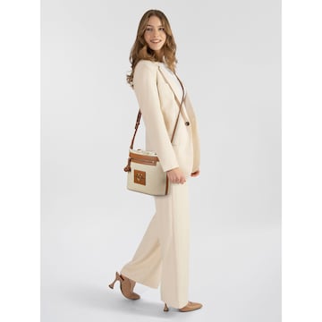 Borsa a sacco 'Straw Chic' di Love Moschino in marrone: frontale