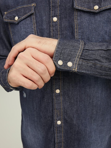 JACK & JONES Slim fit Button Up Shirt 'SHERIDAN' in Blue