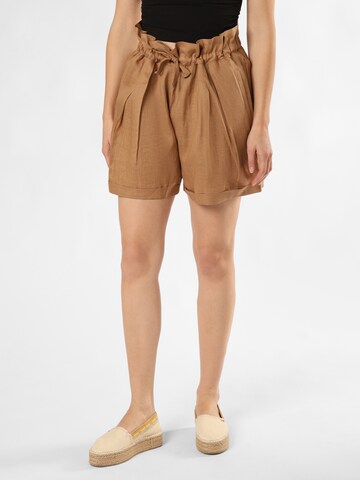 BOSS Regular Pleat-Front Pants ' Turrina ' in Brown: front