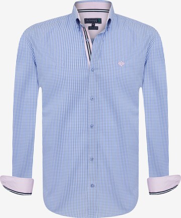 Coupe regular Chemise Sir Raymond Tailor en bleu : devant