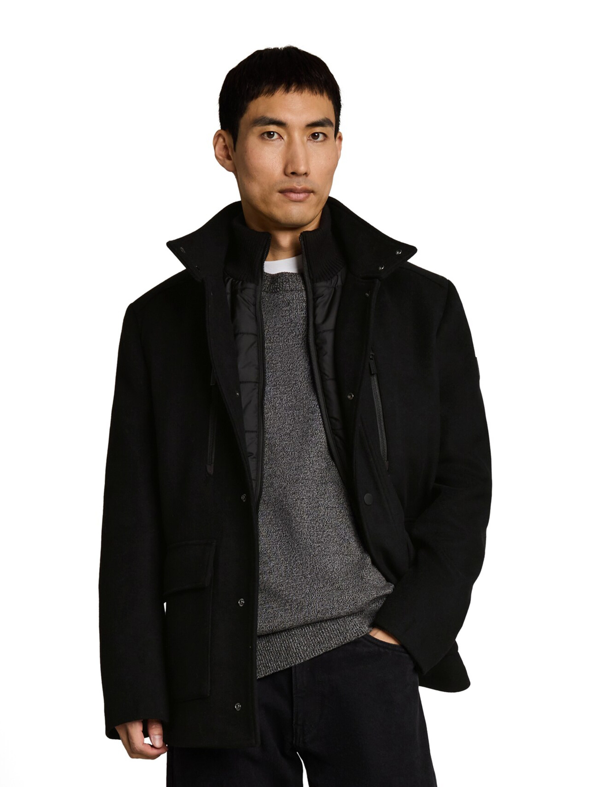 Veste mi-saison TOM TAILOR en noir : devant