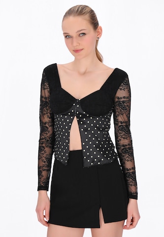 myMo at night Blouse 'Party' in Zwart: voorkant